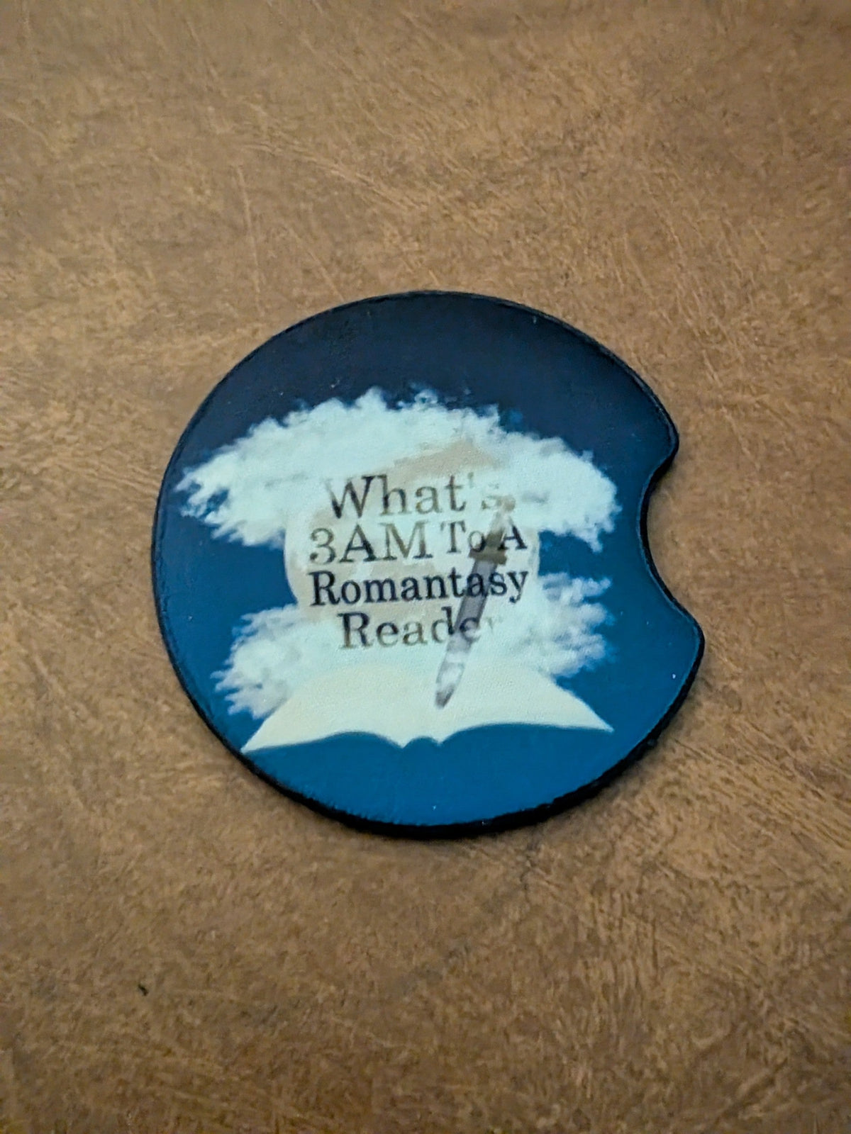3 A.M. to a Romantasy Reader Car Coasters | Bookish Auto Decor