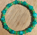 Green Bracelet | Glass Bead and Clay Beaded