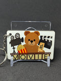 Cinema Bear Keychain | Sublimated Teddy Bear Gift for Movie Lovers